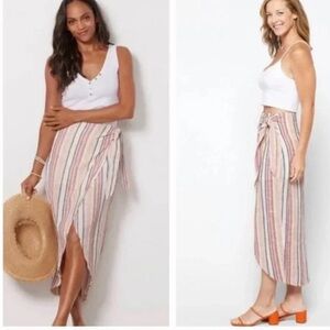 Free People Aubrey Sarong Vertical Striped Multicolored Wrap Skirt